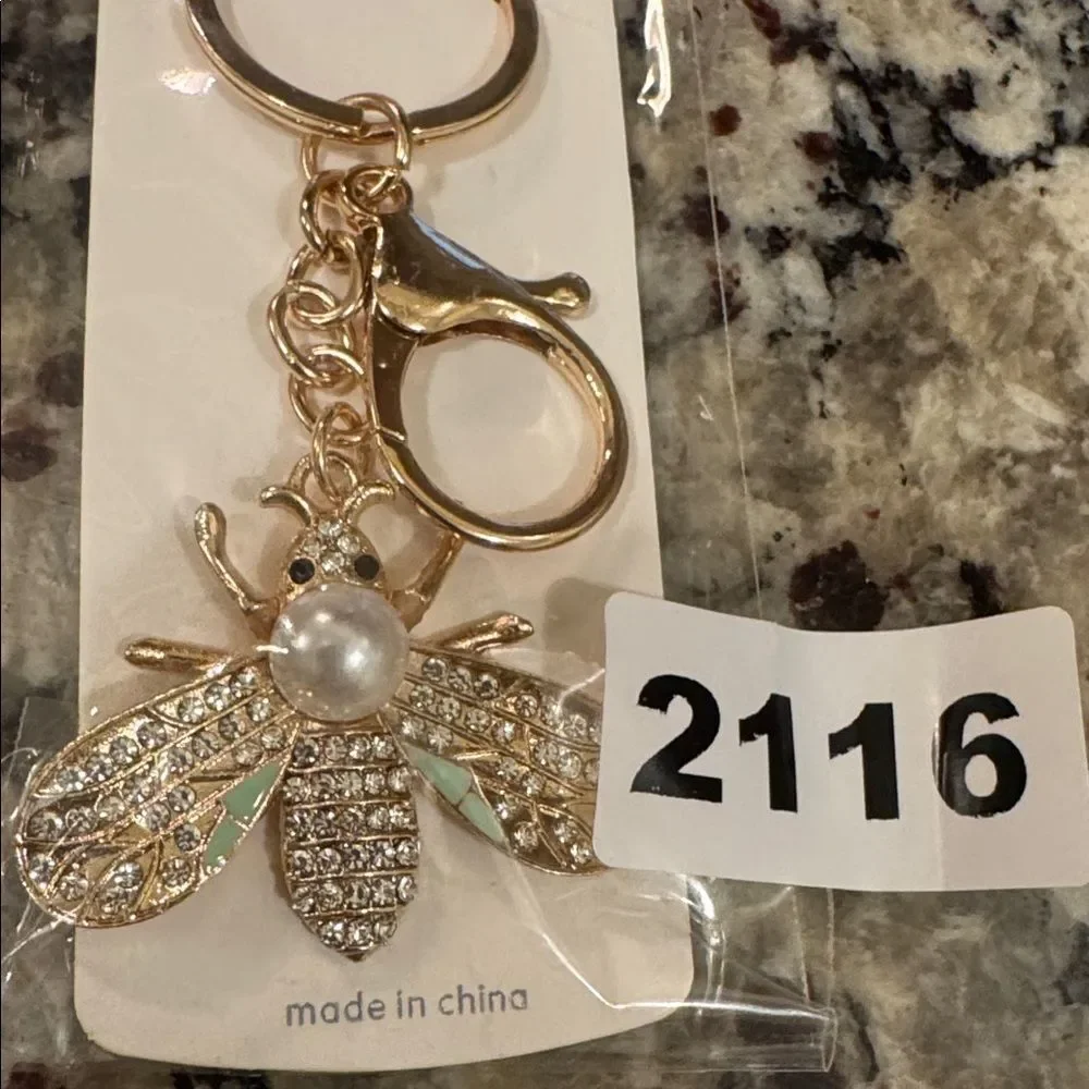 2116‎ Rhinestone, Bee Key Ring & Bag Charm